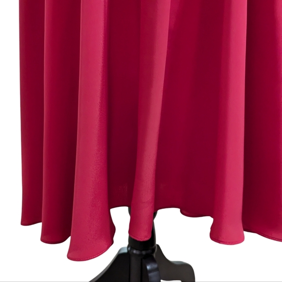 Vintage Alain Toussaint Red Midi Dress Long Sleeve Button Front Belted 6P - Picture 13 of 15